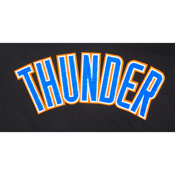 Youth Oklahoma City Thunder Classic Striped Ribbed T-Shirt in Black - Chest View