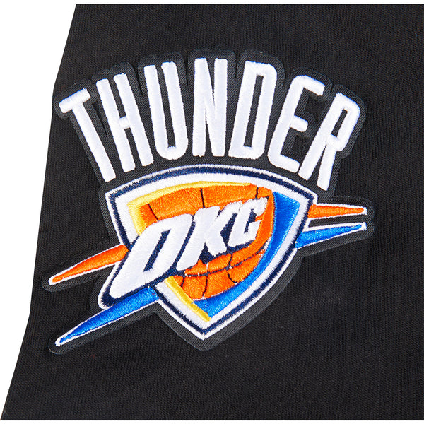Youth Oklahoma City Thunder Classic Striped Ribbed T-Shirt in Black - Sleeve Detail View