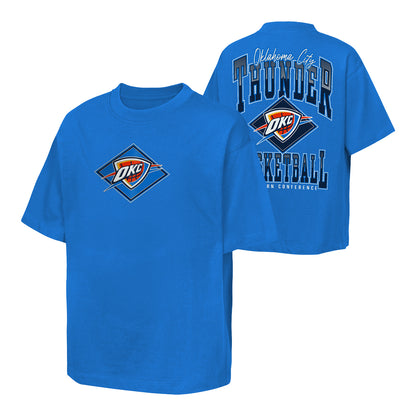 Youth OKC Thunder Outerstuff Back It Up T-Shirt in Blue - Front and Back View