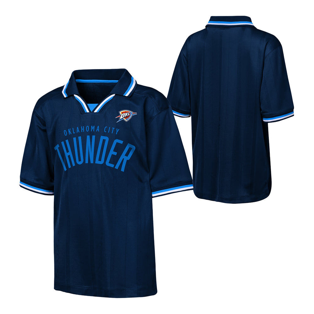 Youth OKC Thunder Outerstuff Stadium Striped Collared T-Shirt