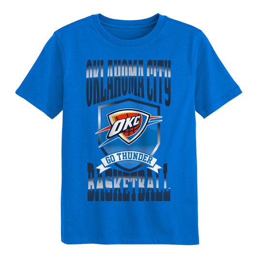 Juvenile OKC Thunder Outerstuff Big Shield T-Shirt in Blue - Front View