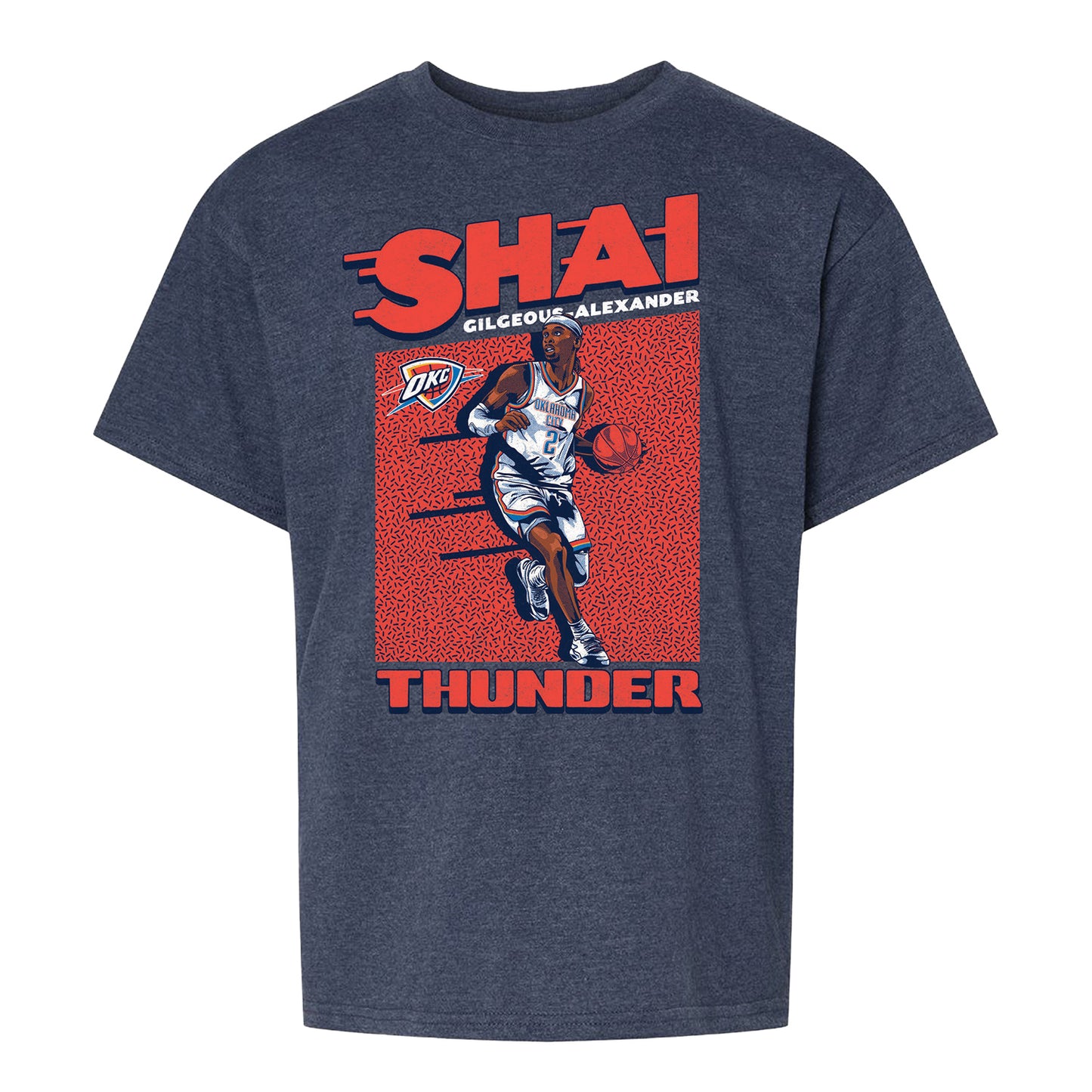 Youth Oklahoma City Thunder Shai Gilgeous-Alexander Action T-Shirt in Navy - Front View