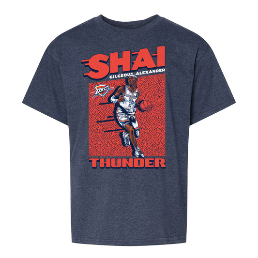 Youth Oklahoma City Thunder Shai Gilgeous-Alexander Action T-Shirt in Navy - Front View