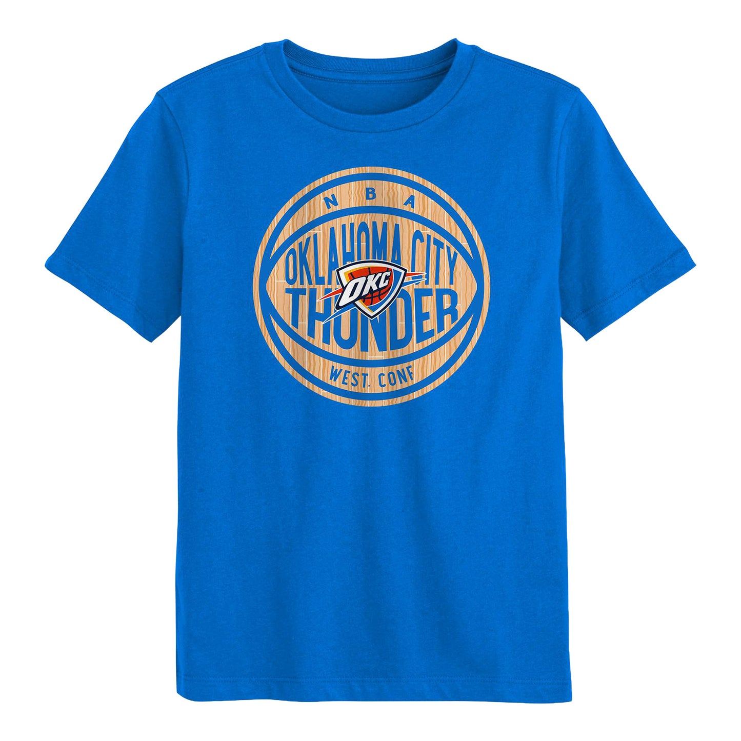 Juvenile OKC Thunder Outerstuff Basketball Court T-Shirt in Blue - Front View