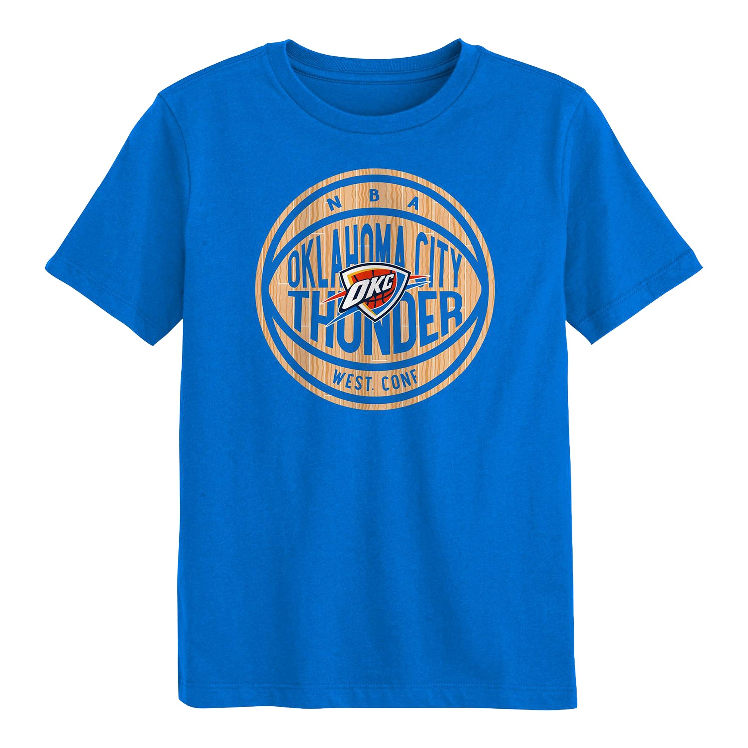 Juvenile OKC Thunder Outerstuff Basketball Court T-Shirt in Blue - Front View