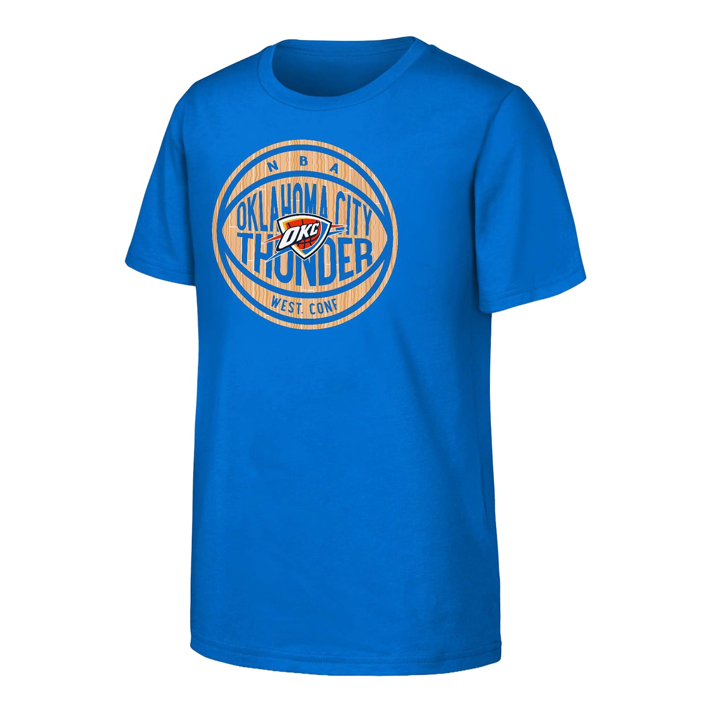 Youth OKC Thunder Outerstuff Basketball Court T-Shirt in Blue - Front left View