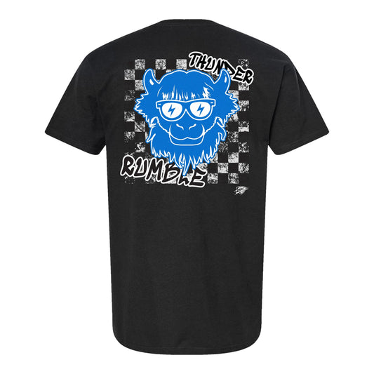 Youth OKC Thunder Rumble Checkered Emoji T-Shirt in Black - Back View