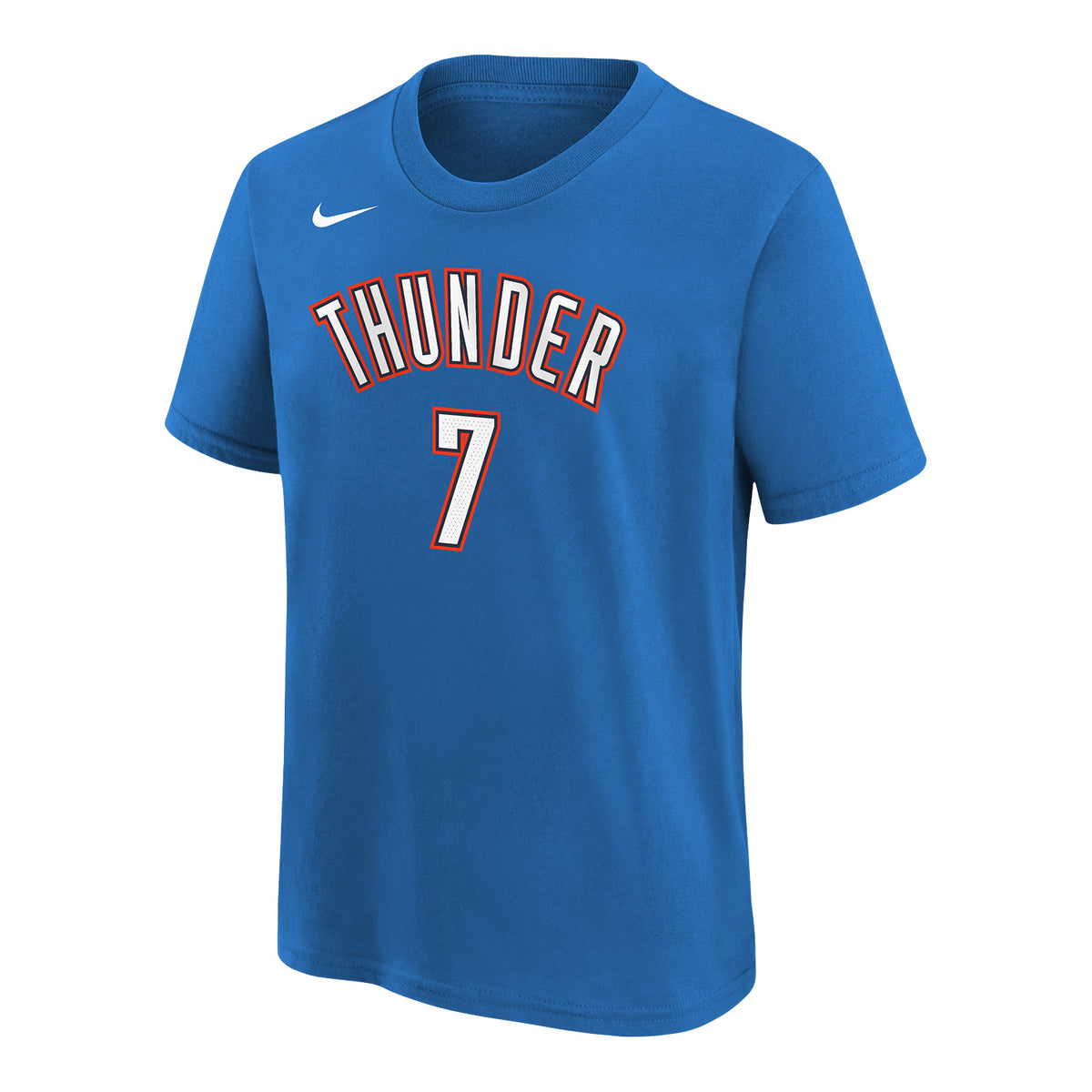 Youth OKC Thunder Nike Chet Holmgren Name and Number T-Shirt in blue - Front View