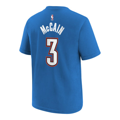 Youth OKC Thunder Nike Jared McCain Icon Name & Number T-Shirt in blue - Back view