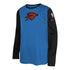 YOUTH 2024-25 OKLAHOMA CITY THUNDER CITY EDITION PREGAME LONG SLEEVE T-SHIRT IN BLUE - FRONT VIEW