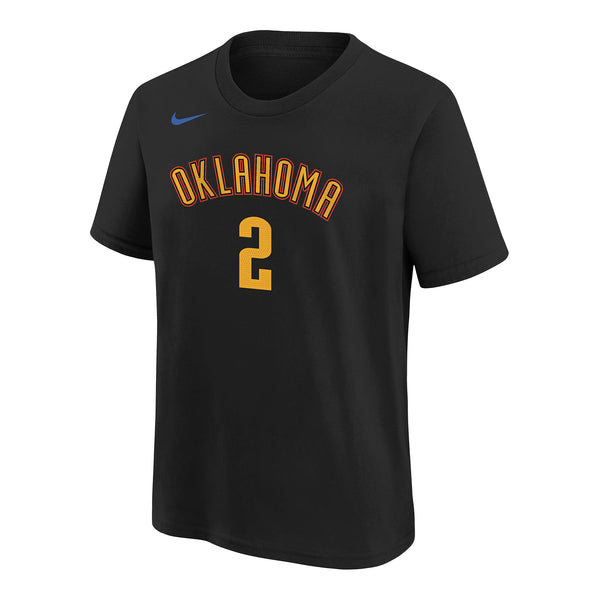 YOUTH 2024-25 OKLAHOMA CITY THUNDER CITY EDITION SHAI GILGEOUS-ALEXANDER NAME & NUMBER  T-SHIRT - Front View