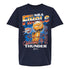 Youth Oklahoma City Thunder 2025 NBA Finals Vintage Hoop & Trophy T-Shirt in Blue - Front View