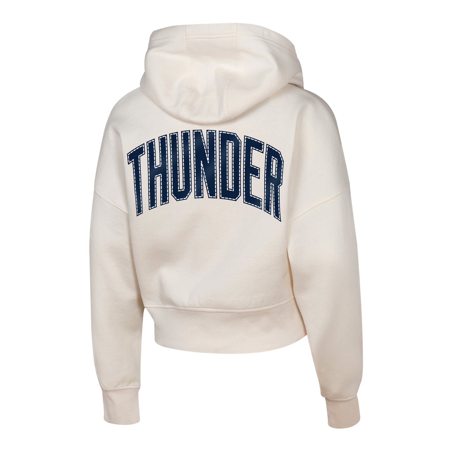 Youth Oklahoma City Thunder Outerstuff Franchise Player Crop Hooded Sweatshirt in White - Back View