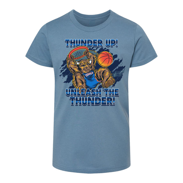 Youth Oklahoma City Thunder Glow In The Dark Dunking Rumble T-Shirt in Blue - Front View

