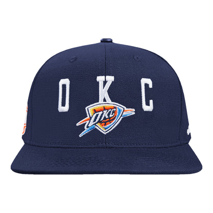 OKC Thunder Pro Standard Billboard Pro Six Snap Hat in Blue - Front view