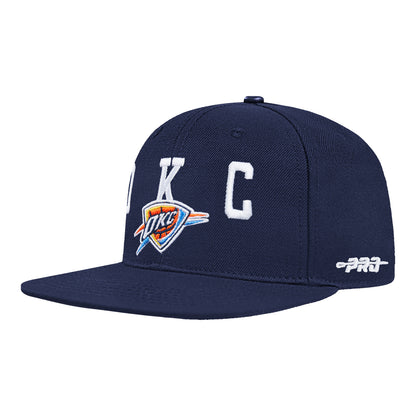 OKC Thunder Pro Standard Billboard Pro Six Snap Hat in Blue - Front Left View