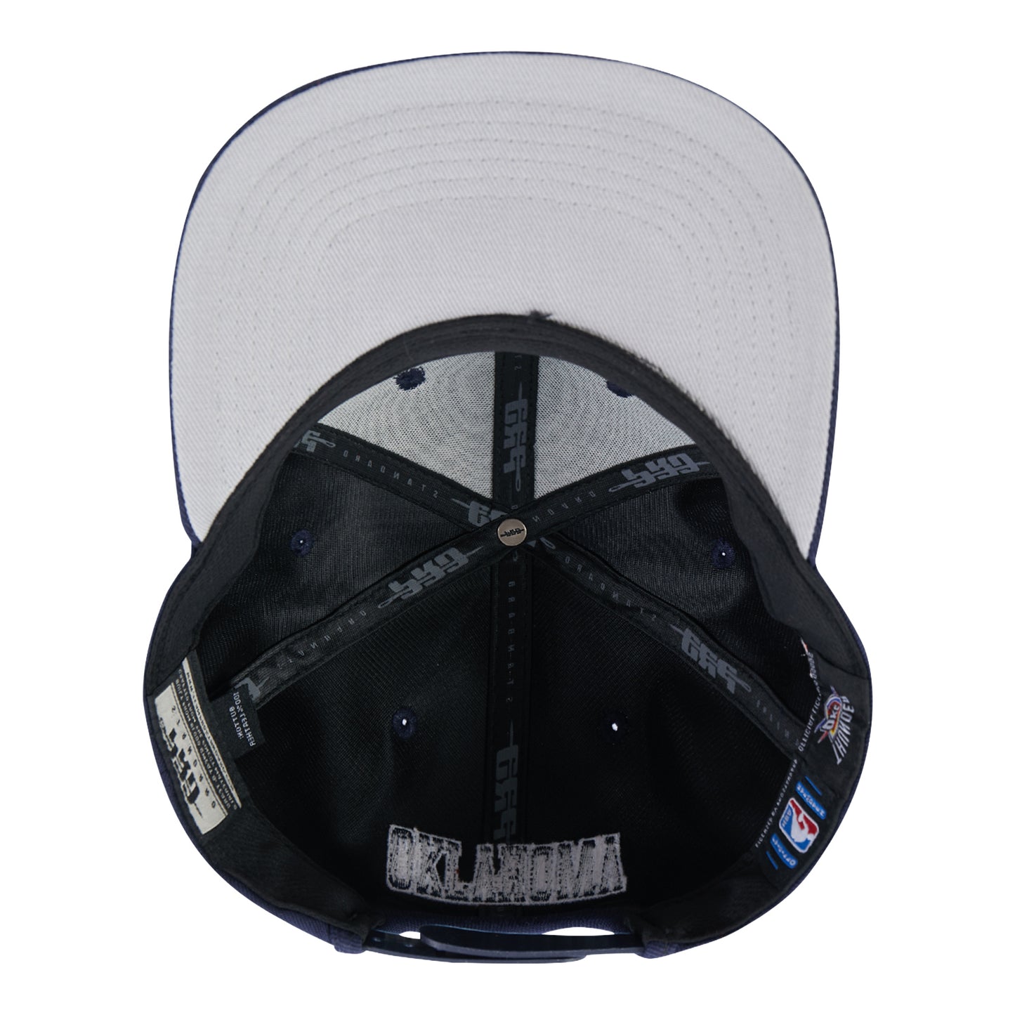OKC Thunder Pro Standard Billboard Pro Six Snap Hat in blue - Interior view
