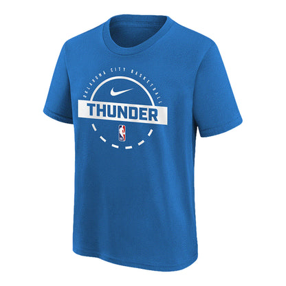 Youth OKC Thunder Nike 2025 Practice T-Shirt in Blue - Front View