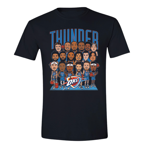OKC THUNDER 2025 NBA FINALS ROSTER CARICATURE T-SHIRT