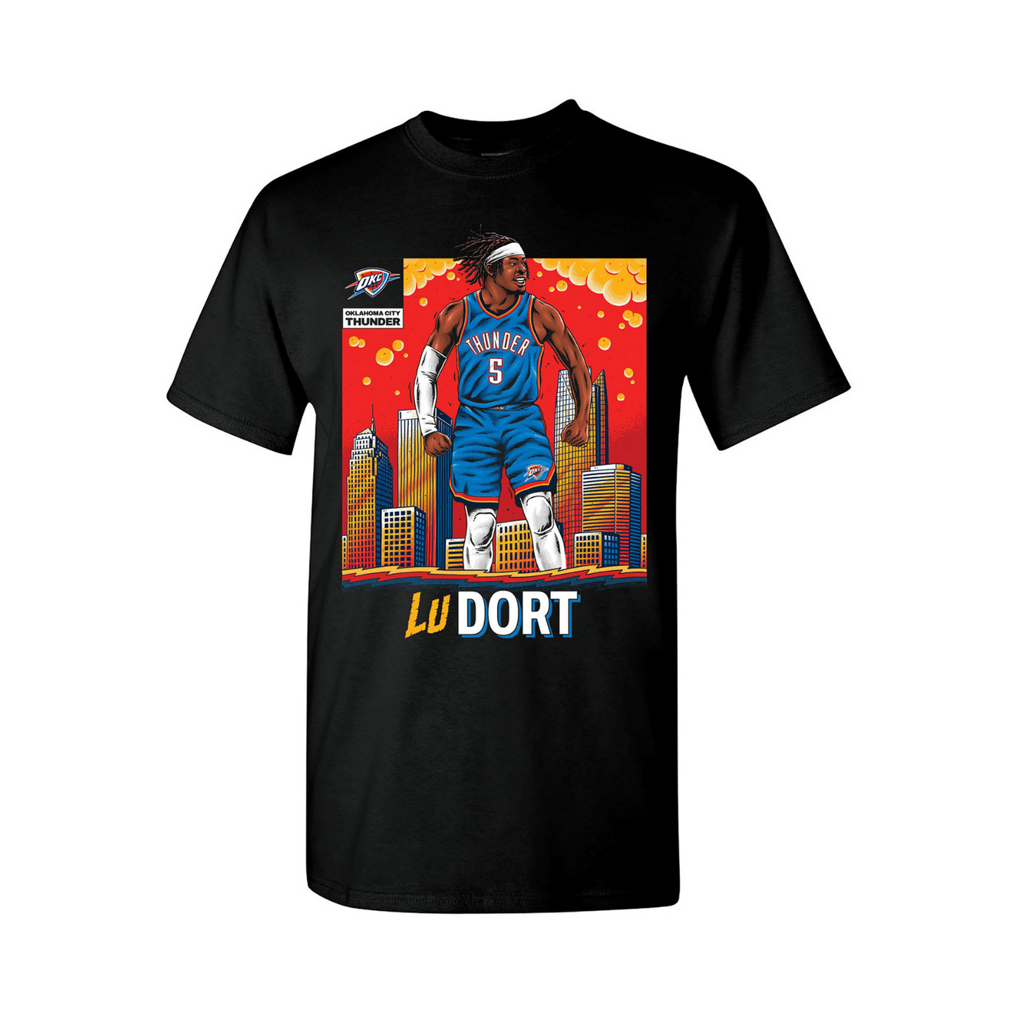 YOUTH OKLAHOMA CITY THUNDER LUGUENTZ DORT SKYLINE PLAYER T-SHIRT