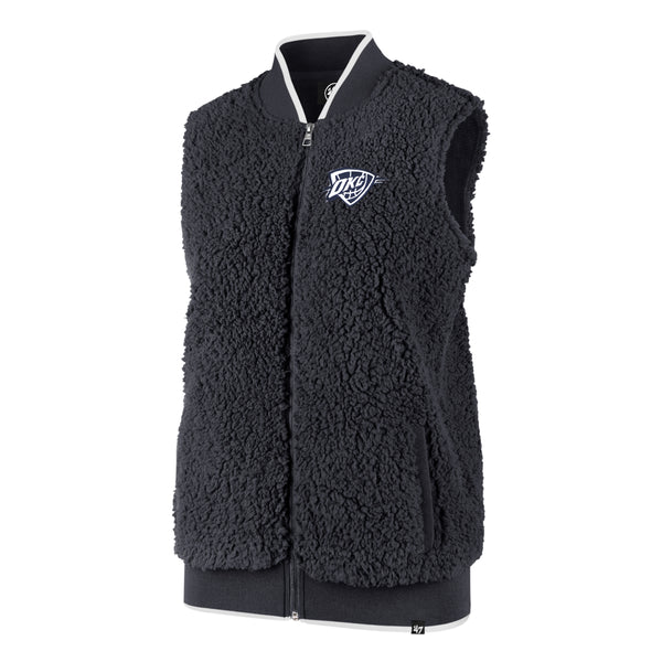 Oklahoma City Thunder 47 Brand Womens Sherpa Vest in Black - Front View