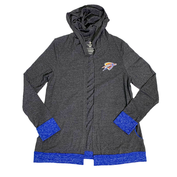 OKC Thunder Womens Steeplechase Cardigan in Gray - Front View
