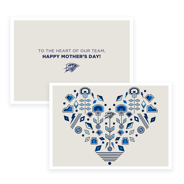Heart Mother’s Day Card in White and Blue - Front and Inside View