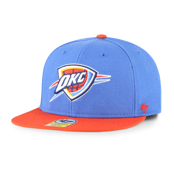 Oklahoma City Thunder Lil Shot Two Tone 47 Brand Captain Youth Snapback in Blue - Front View