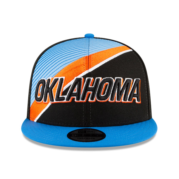 OKC Thunder NBA 2020-21 City Edition Series Official 9Fifty Hat in Black and Blue - Front View