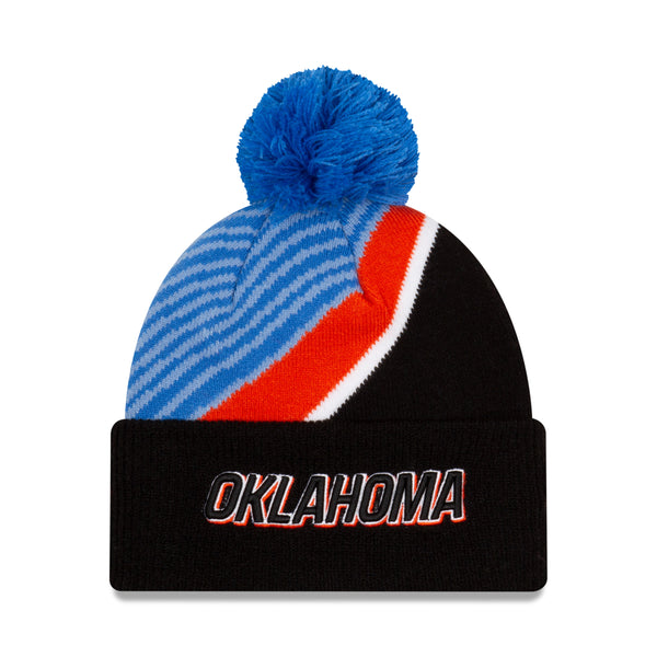 OKC Thunder NBA 2020-21 City Edition Series Junior Knit in Black and Blue - Front View