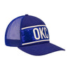THUNDER GLIMMER TEXT WOMEN'S ADJUSTABLE HAT IN BLUE & WHITE - ANGLED RIGHT SIDE VIEW