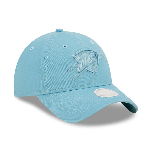 WOMEN'S NEW ERA THUNDER TONAL ADJUSTABLE HAT IN LIGHT BLUE - ANGLED RIGHT SIDE VIEW