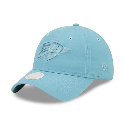 WOMEN'S NEW ERA THUNDER TONAL ADJUSTABLE HAT IN LIGHT BLUE - ANGLED LEFT SIDE VIEW