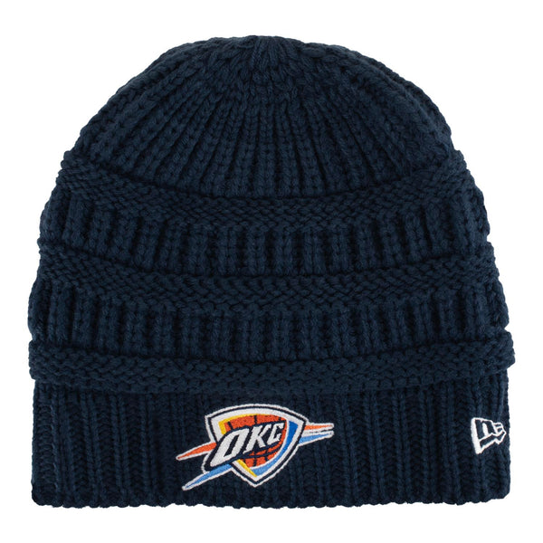 NEW ERA THUNDER COMFY CHEER WOMEN'S KNIT HAT IN BLUE - FRONT VIEW