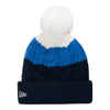 NEW ERA THUNDER LAYERED UP WOMEN'S KNIT HAT IN BLUE & WHITE - BACK VIEW