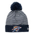 NEW ERA THUNDER PATTERNED POM WOMEN'S KNIT HAT IN BLUE & WHITE - FRONT VIEW