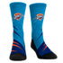 Rock 'em Apparel Thunder Slash Slant Socks in Blue, Orange, and Black - Front and Right View