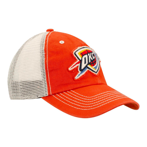 47 BRAND THUNDER TAYLOR CLOSER ADJUSTABLE HAT IN ORANGE & WHITE - ANGLED RIGHT SIDE VIEW