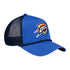 NEW ERA THUNDER 9FORTY A-FRAME ADJUSTABLE TRUCKER HAT IN BLUE - ANGLED RIGHT SIDE VIEW