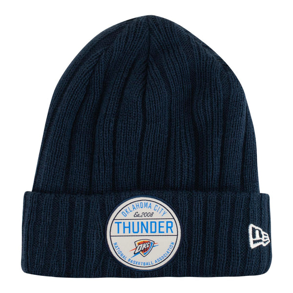 NEW ERA THUNDER RETRO RIBBED KNIT HAT IN BLUE - FRONT VIEW
