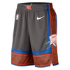 22-23 CITY EDITION OKC THUNDER SHORT IN GREY, ORANGE & BLUE - FRONT VIEW