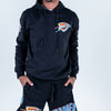 OKC THUNDER PRO STANDARD CLASSIC CHENILLE HOODED SWEATSHIRT - FRONT VIEW ON MODEL