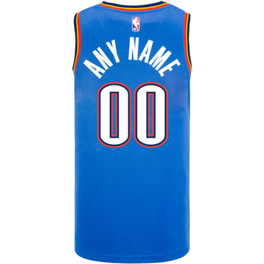 Oklahoma City Thunder 2020-21 Nike Icon Custom Jersey in Blue - Back View