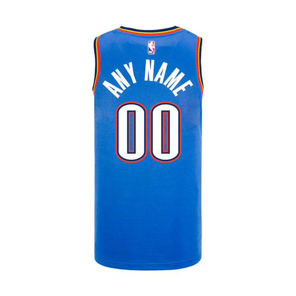 Youth Nike Oklahoma City Thunder Personalized Icon Swingman Jersey in Blue - Back View