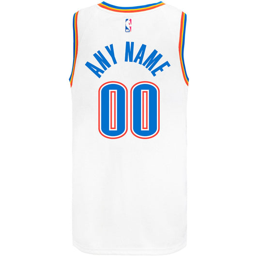 Oklahoma City Thunder 2020-21 Nike Association Custom Jersey in White - Back View