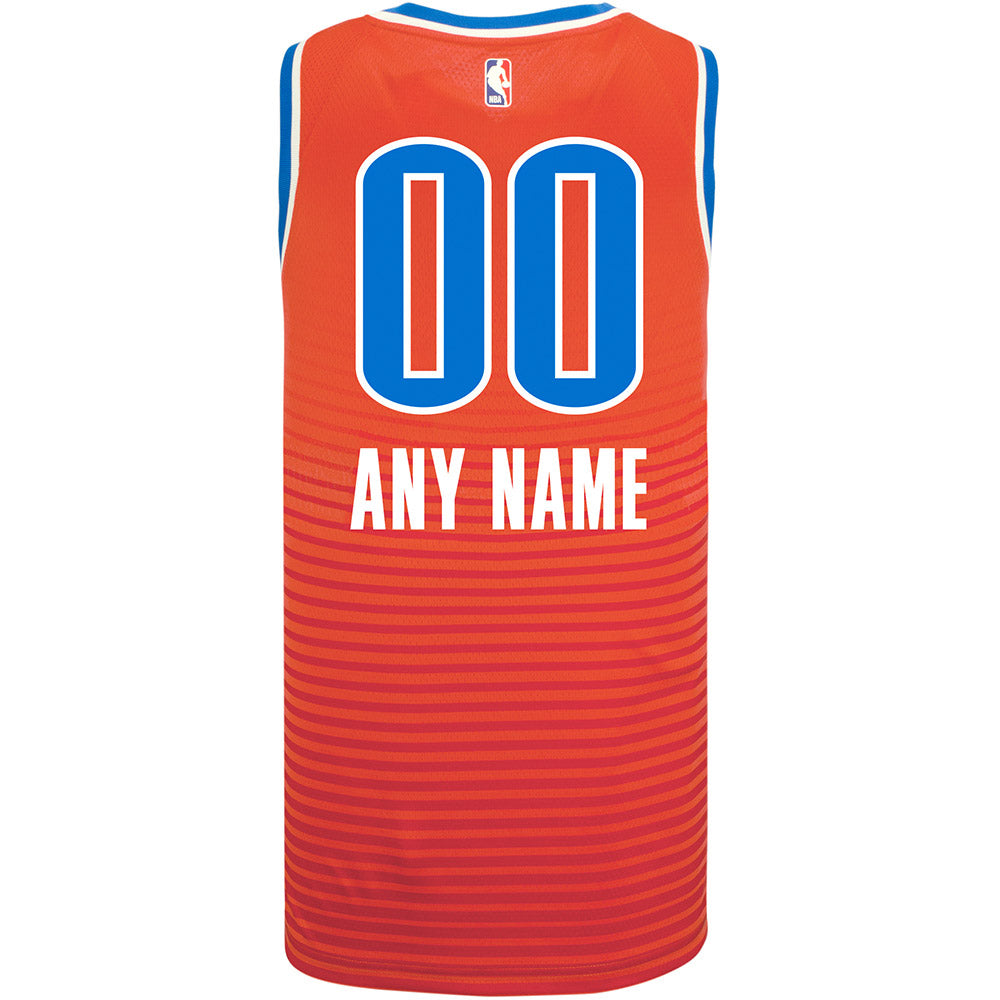 Oklahoma City Thunder 2020-21 Jordan Statement Custom Jersey in Orange - Back View
