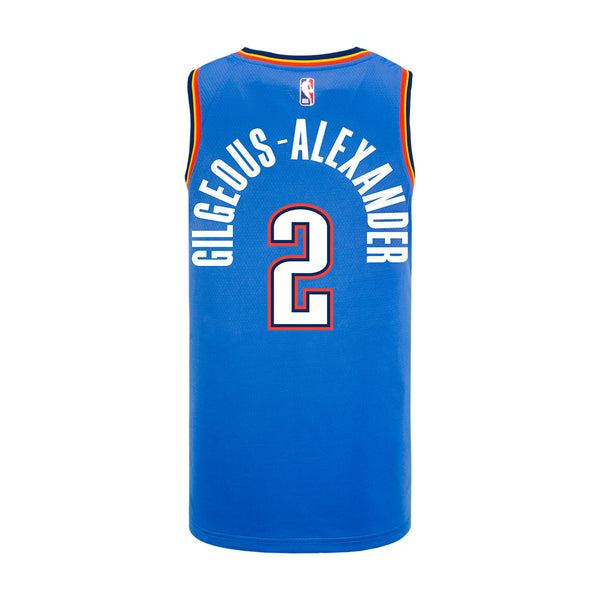 OKC Thunder Nike Youth Gilgeous-Alexander Icon Jersey in Blue - Back View