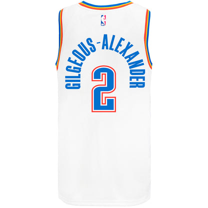 Oklahoma City Thunder 2020-21 Shai Gilgeous-Alexander Nike Association Swingman Jersey in White - Back View