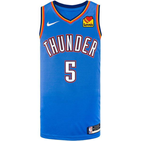 Oklahoma City Thunder 2020-21 Lugentz Dort Nike Icon Swingman Jersey in Blue - Front View