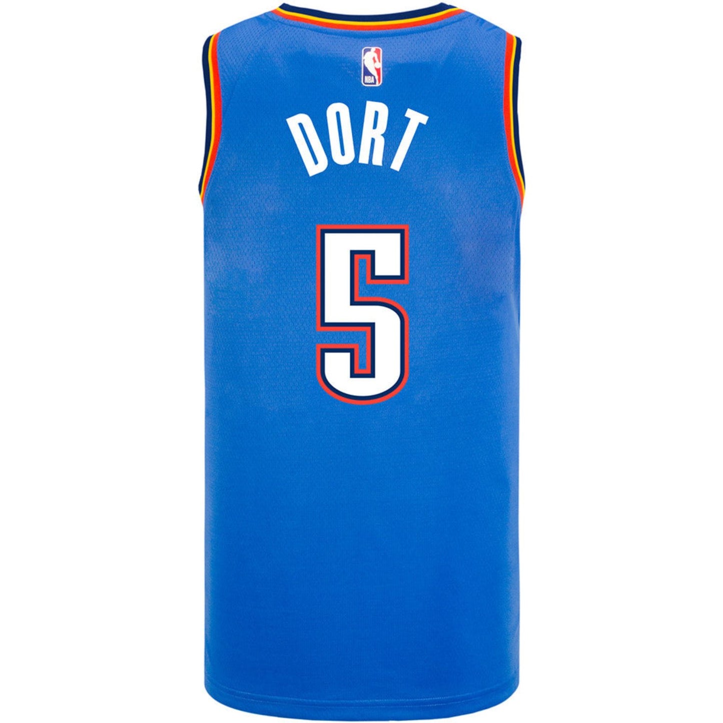 Oklahoma City Thunder 2020-21 Lugentz Dort Nike Icon Swingman Jersey in Blue - Back View